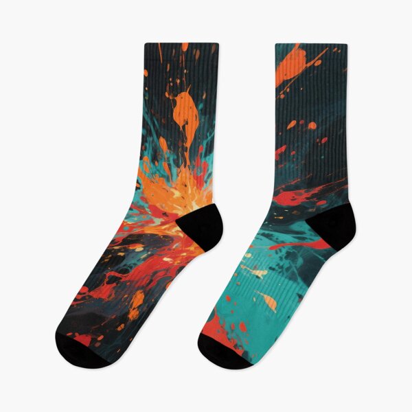 Item preview, Explosive Abstract Paint Splash with Fiery Red, Orange, and Cool Teal Colors Bursting on Dark Background designed and sold by Mimoshi ⭐⭐⭐⭐⭐.