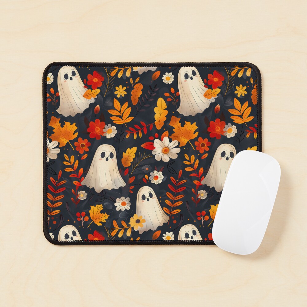 Mouse Pad Halloween Spooky Ghosts: Fall leaves edition Mouse Pad