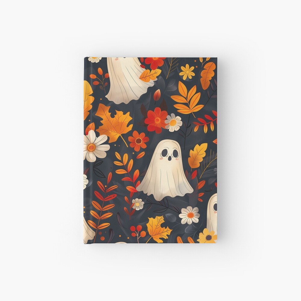 Hardcover Journal: Spooky Ghosts, Fall Leaves Edition
