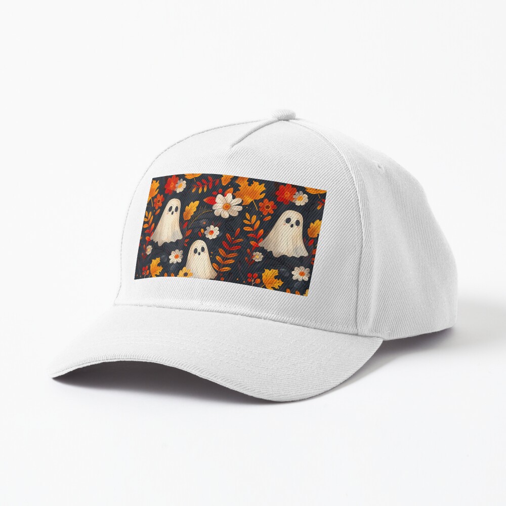 Halloween Spooky Ghosts: Fall Leaves Edition Cap