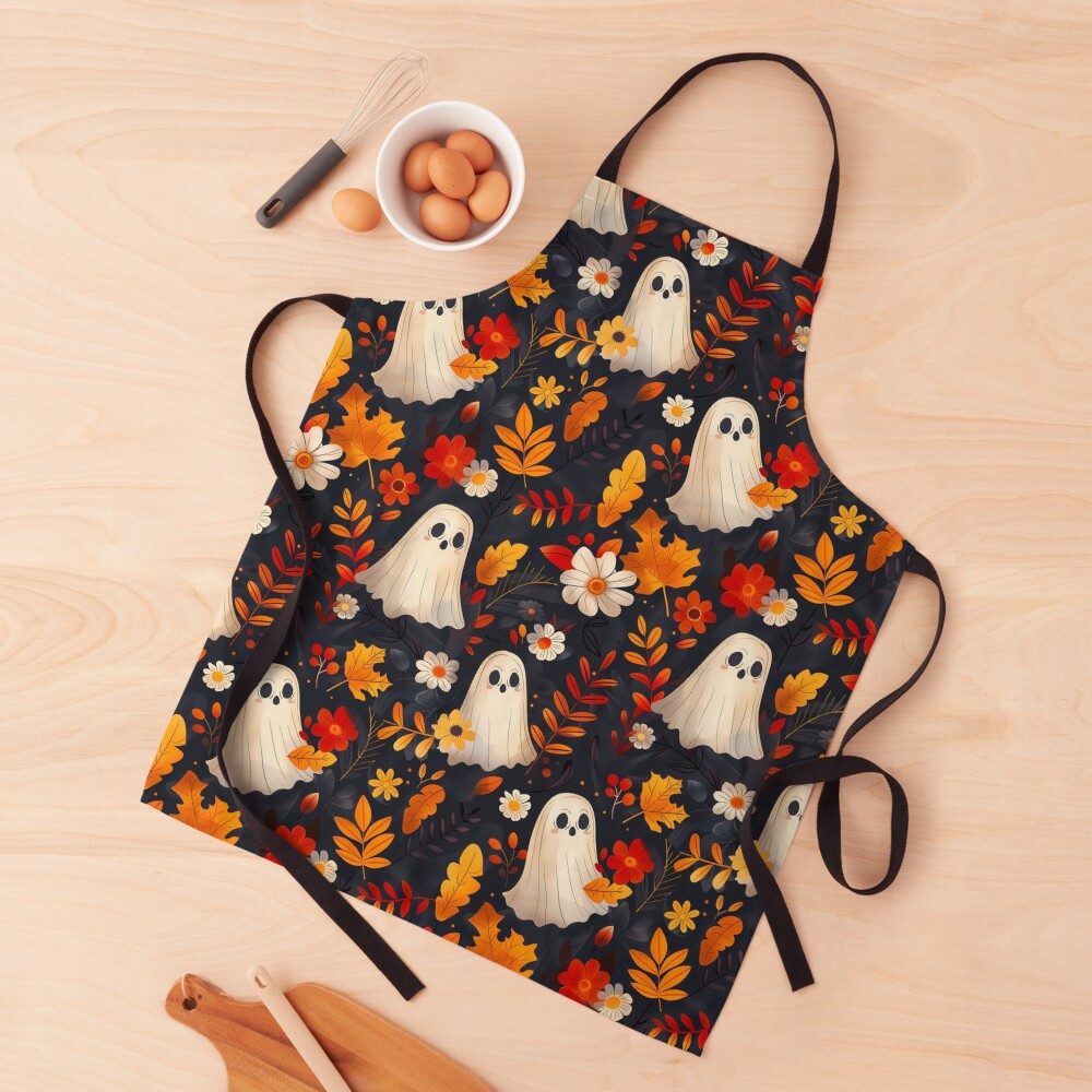 Apron Halloween Spooky Ghosts: Fall leaves edition Apron