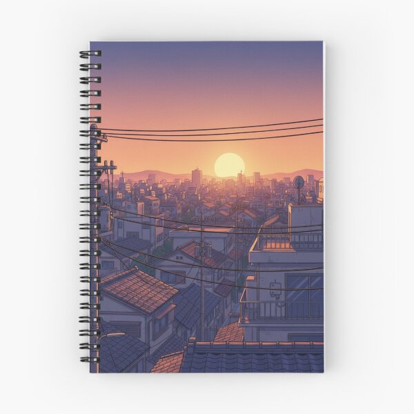 Aperçu de l'œuvre Coucher de soleil urbain de style anime créée et vendue par ArcadeAura.