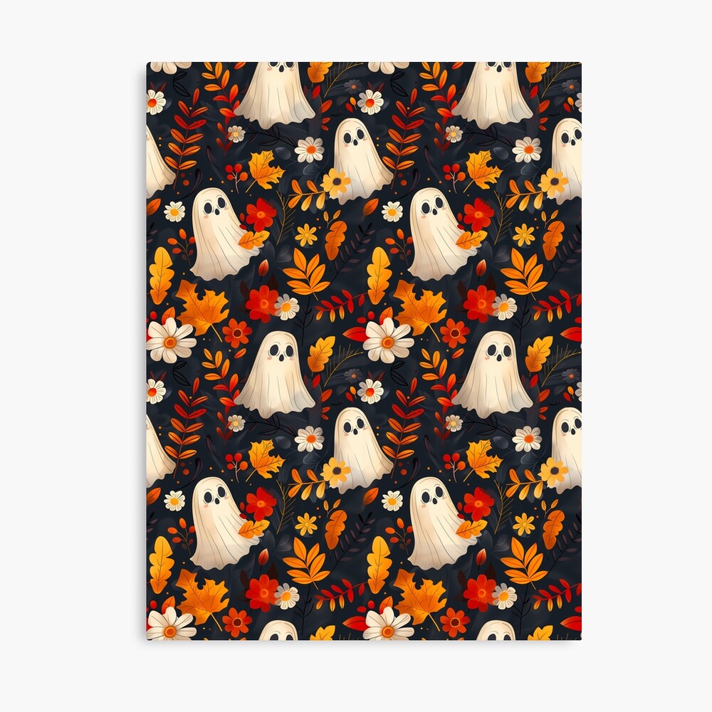 Halloween Spooky Ghosts: Fall Leaves Edition (Canvas Print)