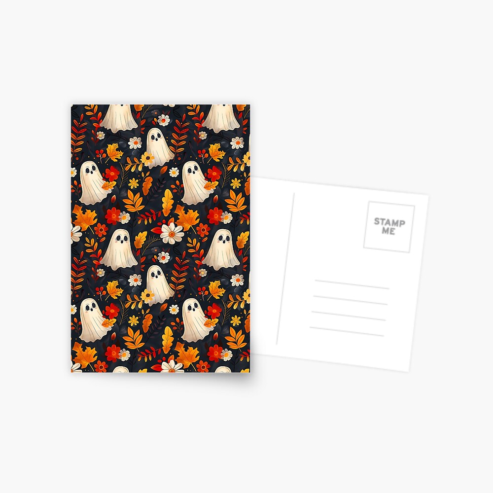 Postcard — Spooky Ghosts, Fall Leaves Edition