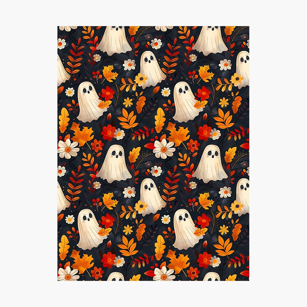 Photographic Print: Halloween Spooky Ghosts (Fall Leaves Edition)
