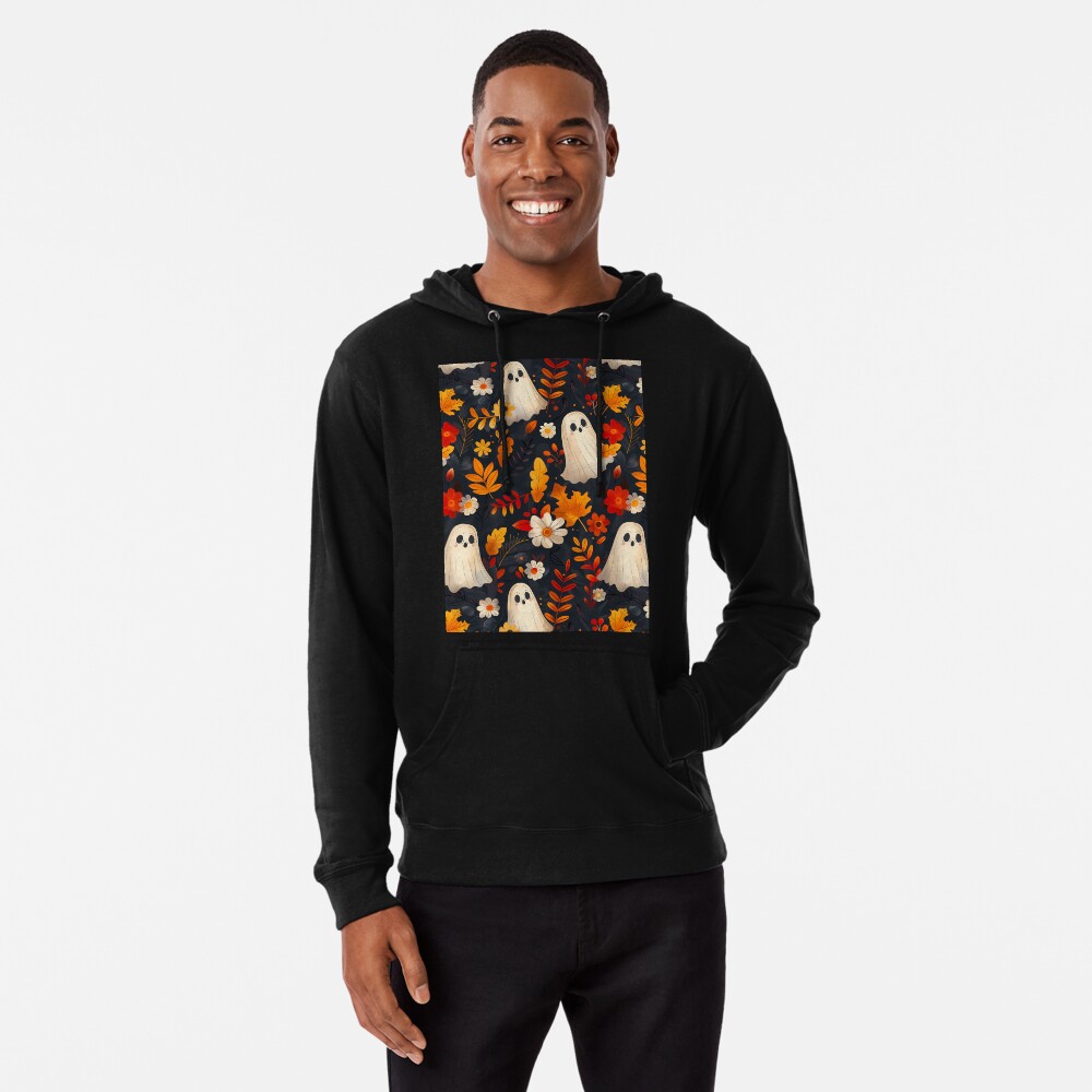 Halloween Spooky Ghosts: Fall Leaves Edition Lightweight Hoodie