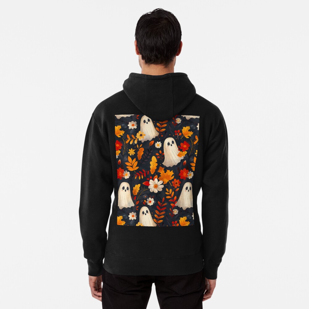 Halloween Spooky Ghosts - Fall Leaves Edition Pullover Hoodie