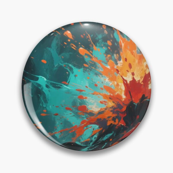 Artikelvorschau, Dynamischer abstrakter Farbspritzer mit explosiver roter, orangefarbener und blaugrüner Farbe auf dunklem, dramatischem Hintergrund entworfen und verkauft von Mimoshi ⭐⭐⭐⭐⭐.