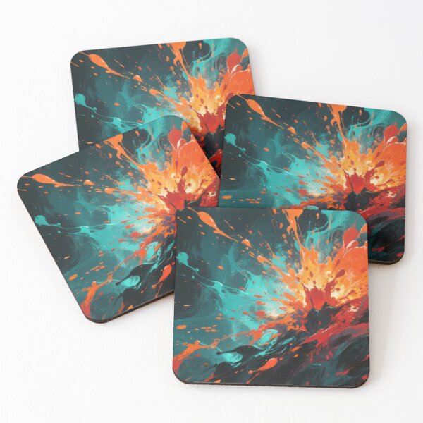 Item preview, Dynamic Abstract Color Splash with Explosive Red, Orange, and Teal Paint Bursting on Dark Dramatic Background designed and sold by Mimoshi ⭐⭐⭐⭐⭐.