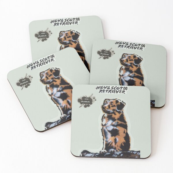 Item preview, A Novia Scotia Retriever sits on a tree trunk designed and sold by marysfarbklecks.