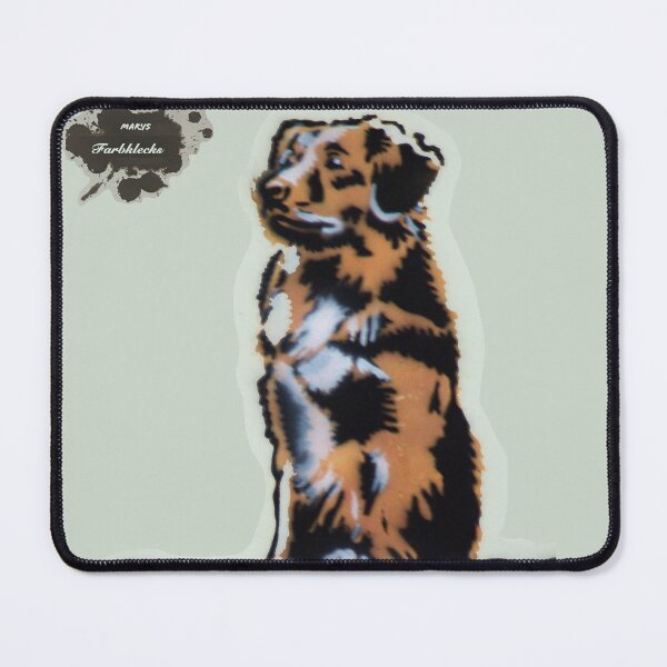 Item preview, A Novia Scotia Retriever sits on a tree trunk designed and sold by marysfarbklecks.
