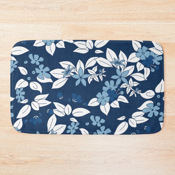 Item preview, Blue Monochrome Plants and Leaves Pattern designed and sold by Farissa Designs.