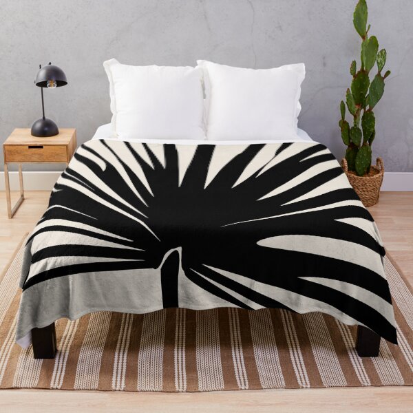 Artikelvorschau, Palmblatt in Schwarz und Beige, tropisches, minimalistisches Stranddekor im Boho-Stil entworfen und verkauft von ArticraftShop.