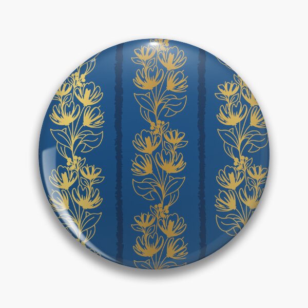 Item preview, Blue Monochrome Floral Branches Stripes Pattern designed and sold by Farissa Designs.
