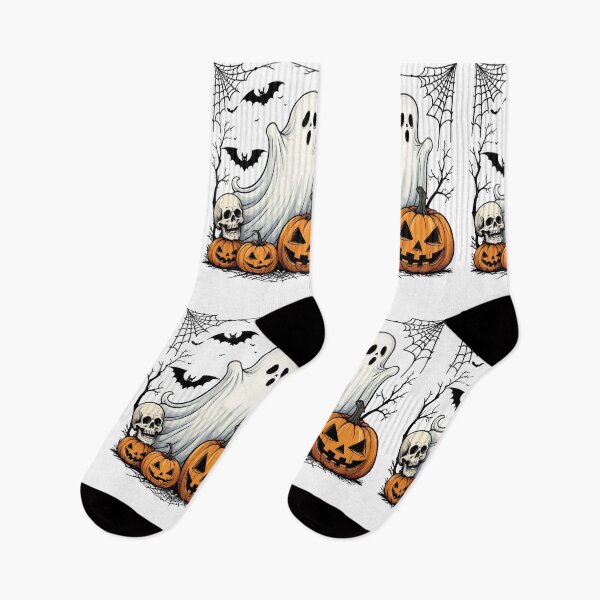 Item preview, Halloween, pumpkin, ghost, spiderwebs, bats, skull, creepy, spooky, designed and sold by Coolparrotgirl.