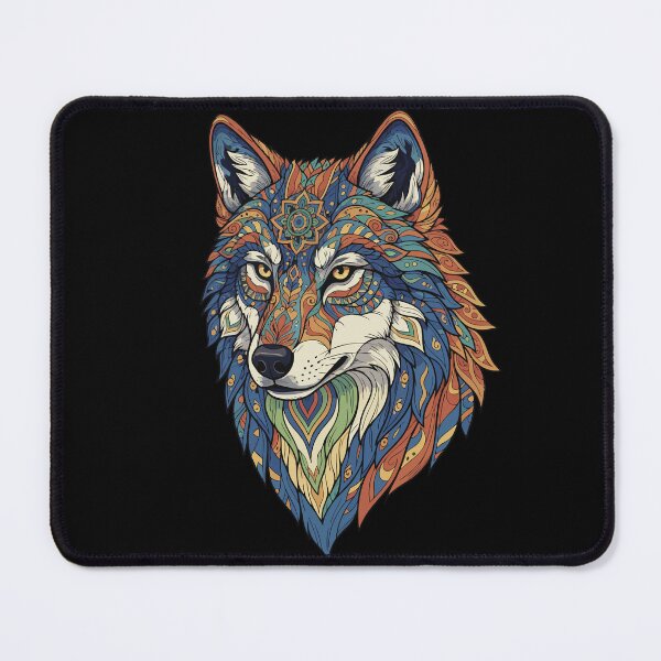 Item preview, Psychedelic Mandala Wolf Head – Bohemian Tribal Spirit Animal Art designed and sold by ATLAS SOUL.