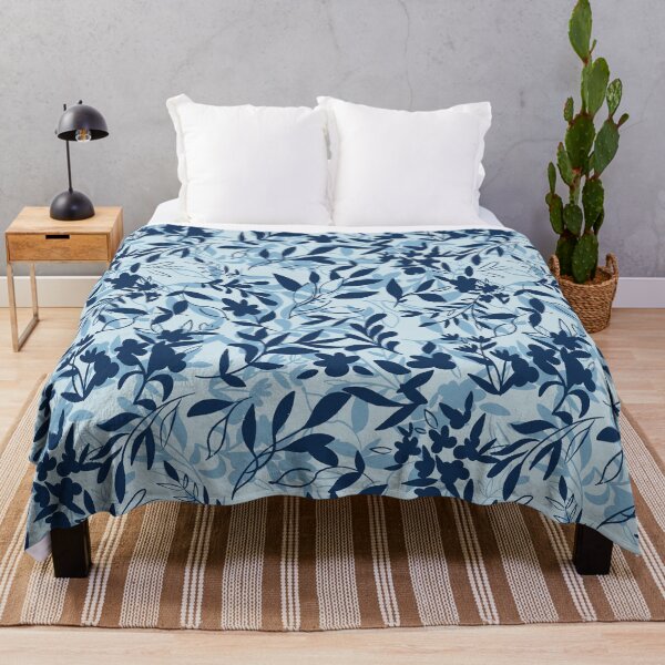 Item preview, Blue Monochrome Foliage Branches Pattern designed and sold by Farissa Designs.