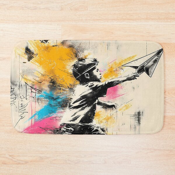 Item preview, Boy with Paper Plane – Urban Street Art designed and sold by Moisky Art.