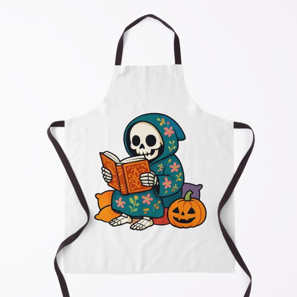 Item preview, Whimsical Skeleton Reading Book with Colorful Pillows designed and sold by RuweisVibes.
