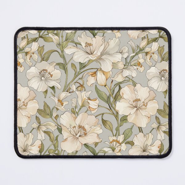 Item preview, Elegant Cream Petal Floral Pattern With Green Stems designed and sold by CoolPixels.