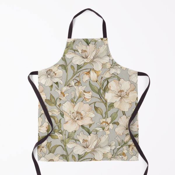 Item preview, Elegant Cream Petal Floral Pattern With Green Stems designed and sold by CoolPixels.