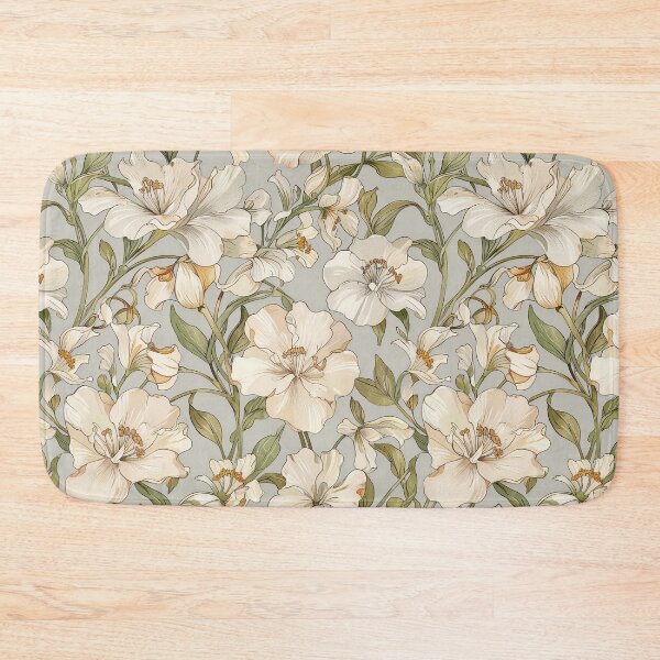 Item preview, Elegant Cream Petal Floral Pattern With Green Stems designed and sold by CoolPixels.