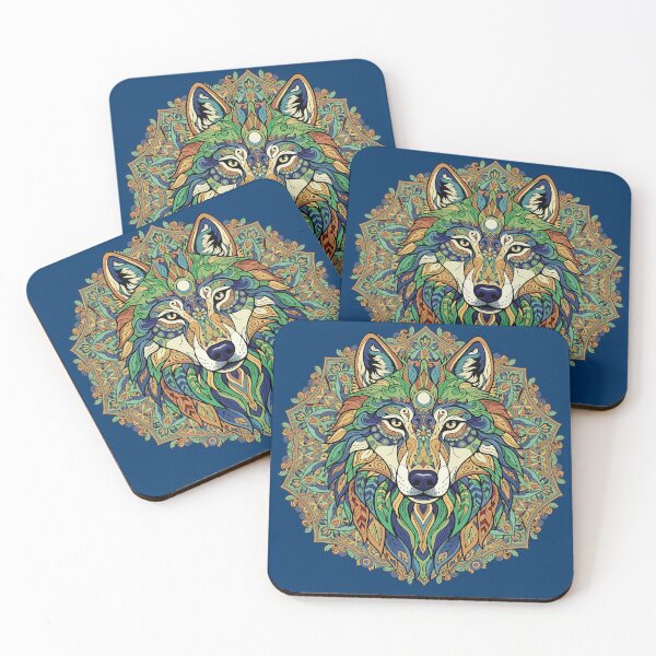 Item preview, Sacred Mandala Wolf – Bohemian Geometric Spirit Animal Design designed and sold by ATLAS SOUL.