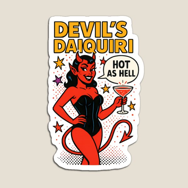 Artikelvorschau, Devil’s Daiquiri – Sexy Devil Halloween Pop Art Design - Hot as hell entworfen und verkauft von DebuggedDressed.