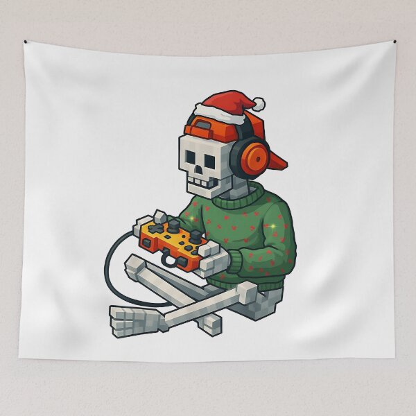 Item preview, Christmas Skeleton Gamer Pixel  designed and sold by BornBorn.