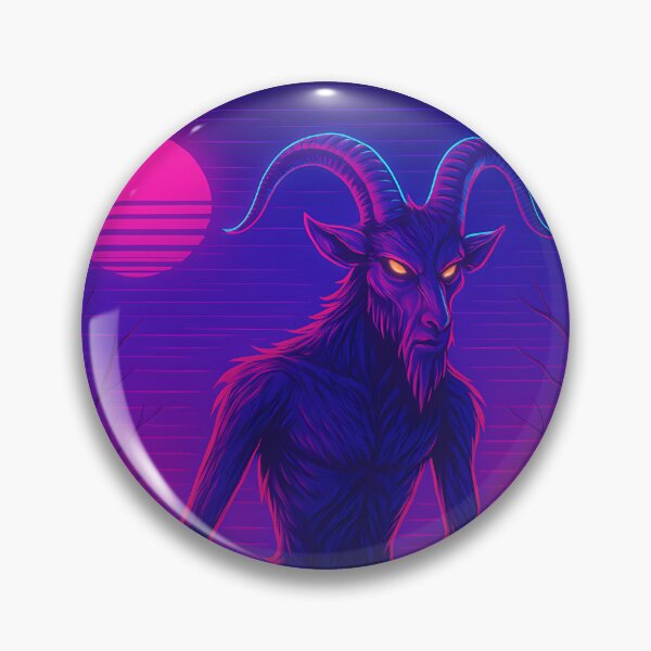 Item preview, Slender Goatman – Neon Synthwave Cryptid of the Night designed and sold by JWsNeonHorizons.