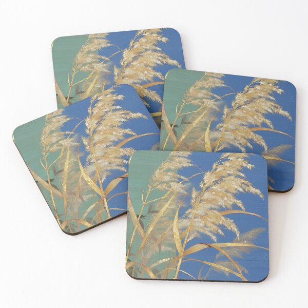 Item preview, Golden Pampas Grass on Vibrant Azure designed and sold by zzz888.