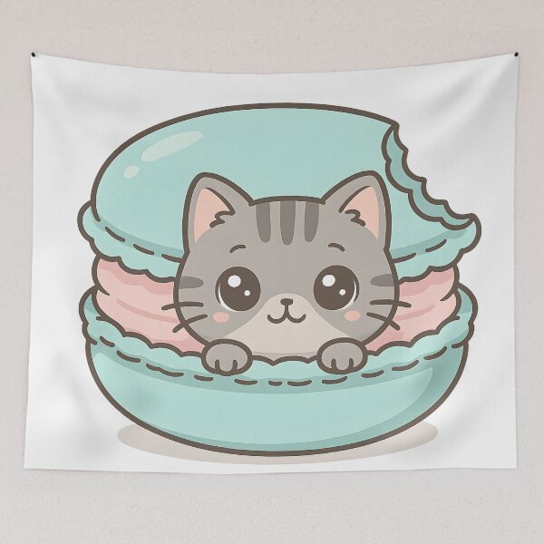 Item preview, Cute Cat Inside Mint Macaron designed and sold by SassyArtistry.