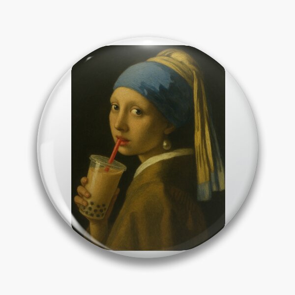 Item preview, Boba Girl with a pearl earring milktea bubble tea happy birthday christmas funny prank meme gift weird designed and sold by CheeseBlueprint.