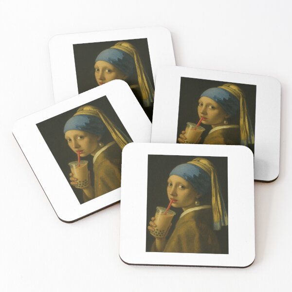 Item preview, Boba Girl with a pearl earring milktea bubble tea happy birthday christmas funny prank meme gift weird designed and sold by CheeseBlueprint.