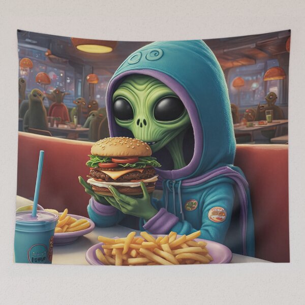 Item preview, Alien eating a burger designed and sold by Colin Bentham.