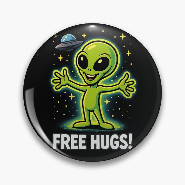 Item preview, Cute Green Alien Hugs – Retro UFO Cartoon Sci-Fi Art designed and sold by Stinky Lincy's Apparel Company.