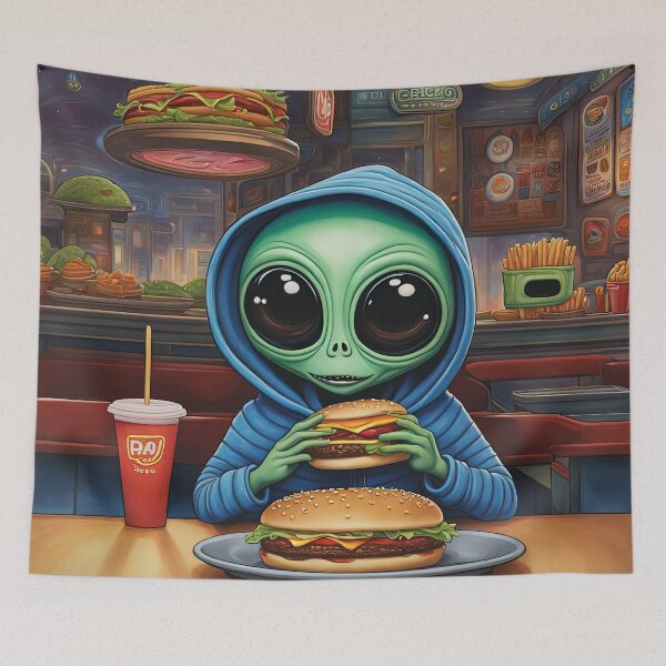 Item preview, Alien eating a burger designed and sold by Colin Bentham.