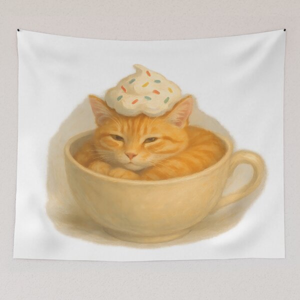 Item preview, Orange Cat in Coffee Cup with Cream designed and sold by SassyArtistry.