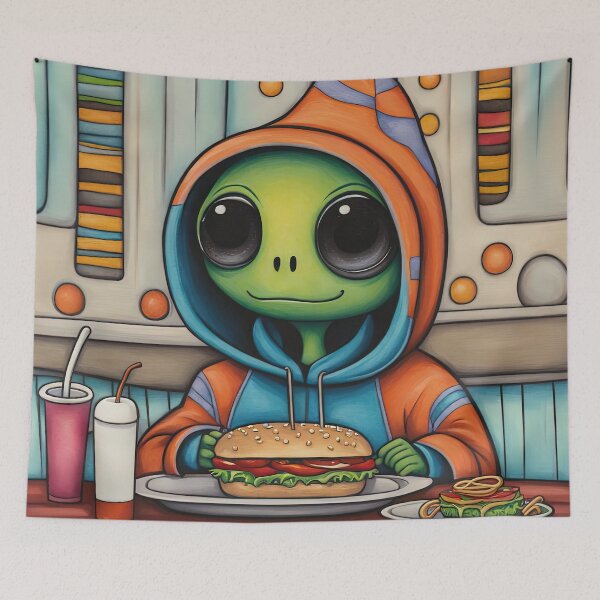 Item preview, Alien eating a burger designed and sold by Colin Bentham.