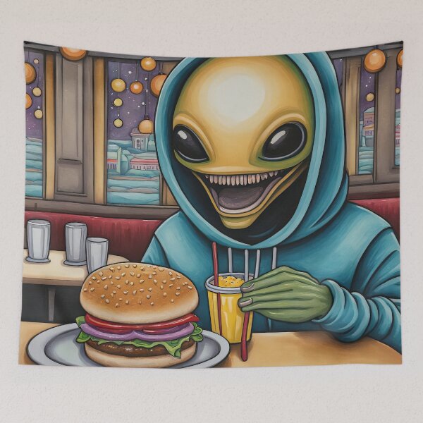 Item preview, Alien eating a burger designed and sold by Colin Bentham.