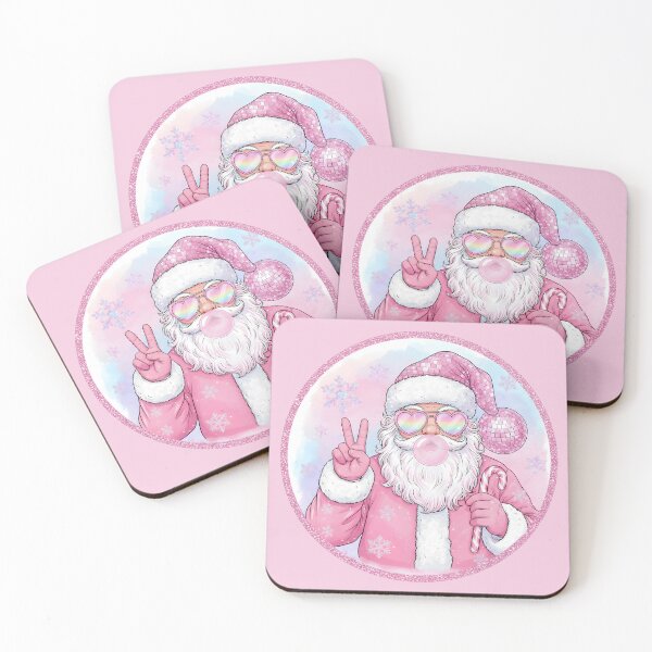Item preview, Groovy Santa Blowing Bubble Gum Pink Disco Retro Christmas designed and sold by DesignsByAnett.