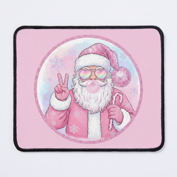 Item preview, Groovy Santa Blowing Bubble Gum Pink Disco Retro Christmas designed and sold by DesignsByAnett.