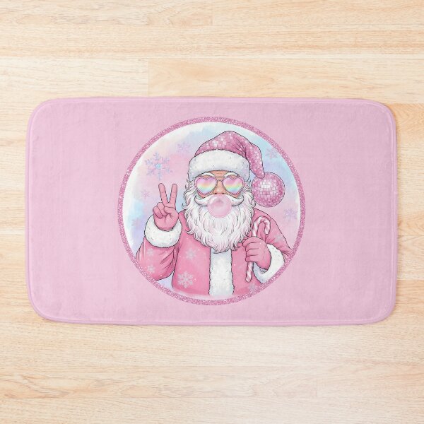 Item preview, Groovy Santa Blowing Bubble Gum Pink Disco Retro Christmas designed and sold by DesignsByAnett.