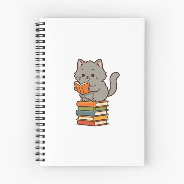 Item preview, Cute Grey Cat Sitting on Books Reading designed and sold by SassyArtistry.