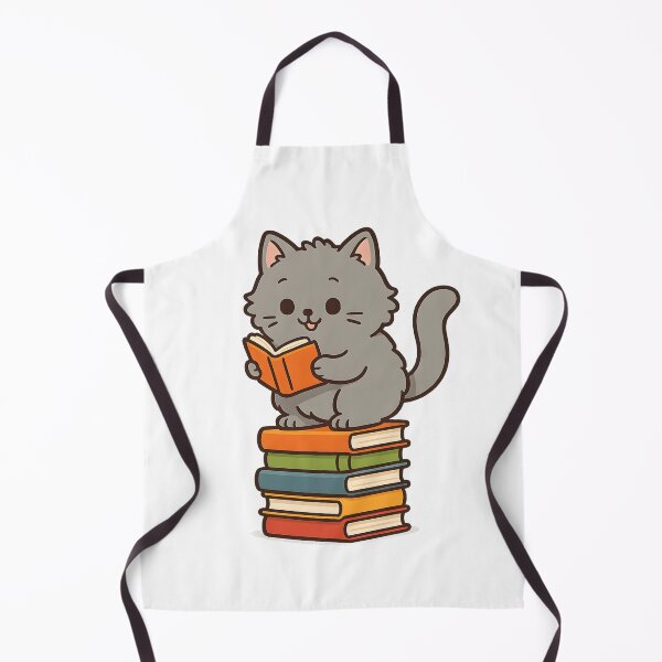Item preview, Cute Grey Cat Sitting on Books Reading designed and sold by SassyArtistry.
