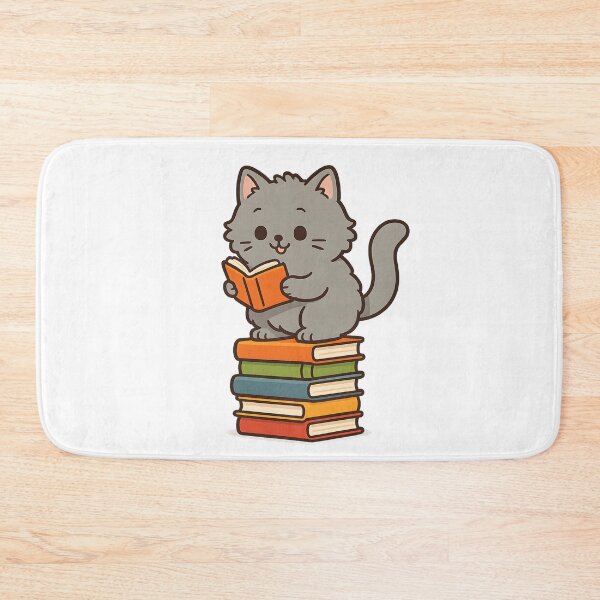 Item preview, Cute Grey Cat Sitting on Books Reading designed and sold by SassyArtistry.