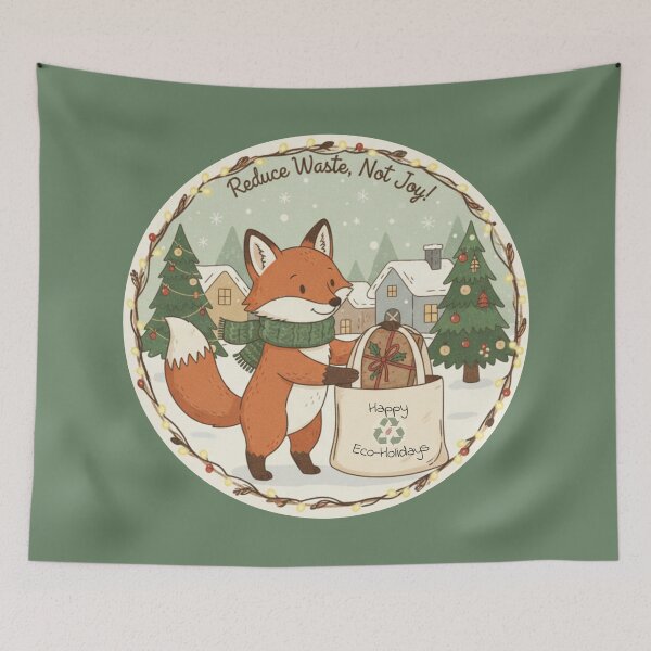 Item preview, Eco-Friendly Christmas Fox – Reduce Waste, Not Joy designed and sold by MerchYouSearch.