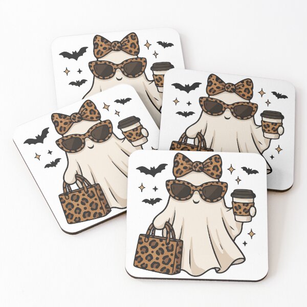 Item preview, Trendy Leopard Print Ghost with Coffee – Cute Fashionista Halloween Spooky Chic Design for Fall designed and sold by Charaff.