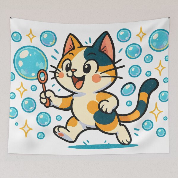 Item preview, Calico Cat Blowing Bubbles designed and sold by SassyArtistry.
