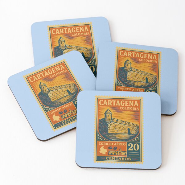 Artikelvorschau, Vintage Cartagena Kolumbien Briefmarke | Buntes Reise-Sammlerdesign entworfen und verkauft von Travellerz.